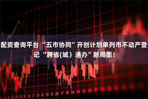 配资查询平台 “五市协同”开创计划单列市不动产登记 “跨省(城）通办”新局面！